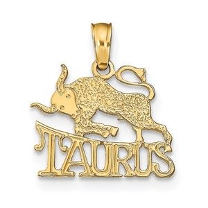 Million Charms 10k Yellow Gold Small TAURUS Zodiac Charm Pendant